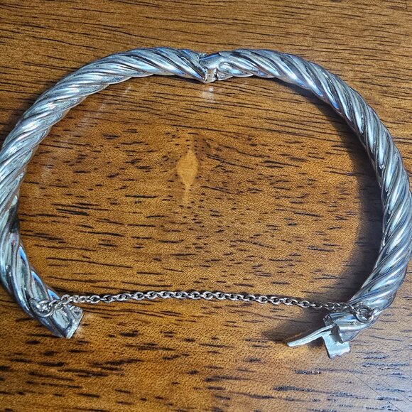 Sterling silver rope chain hinged bracelet - Picture 4 of 7